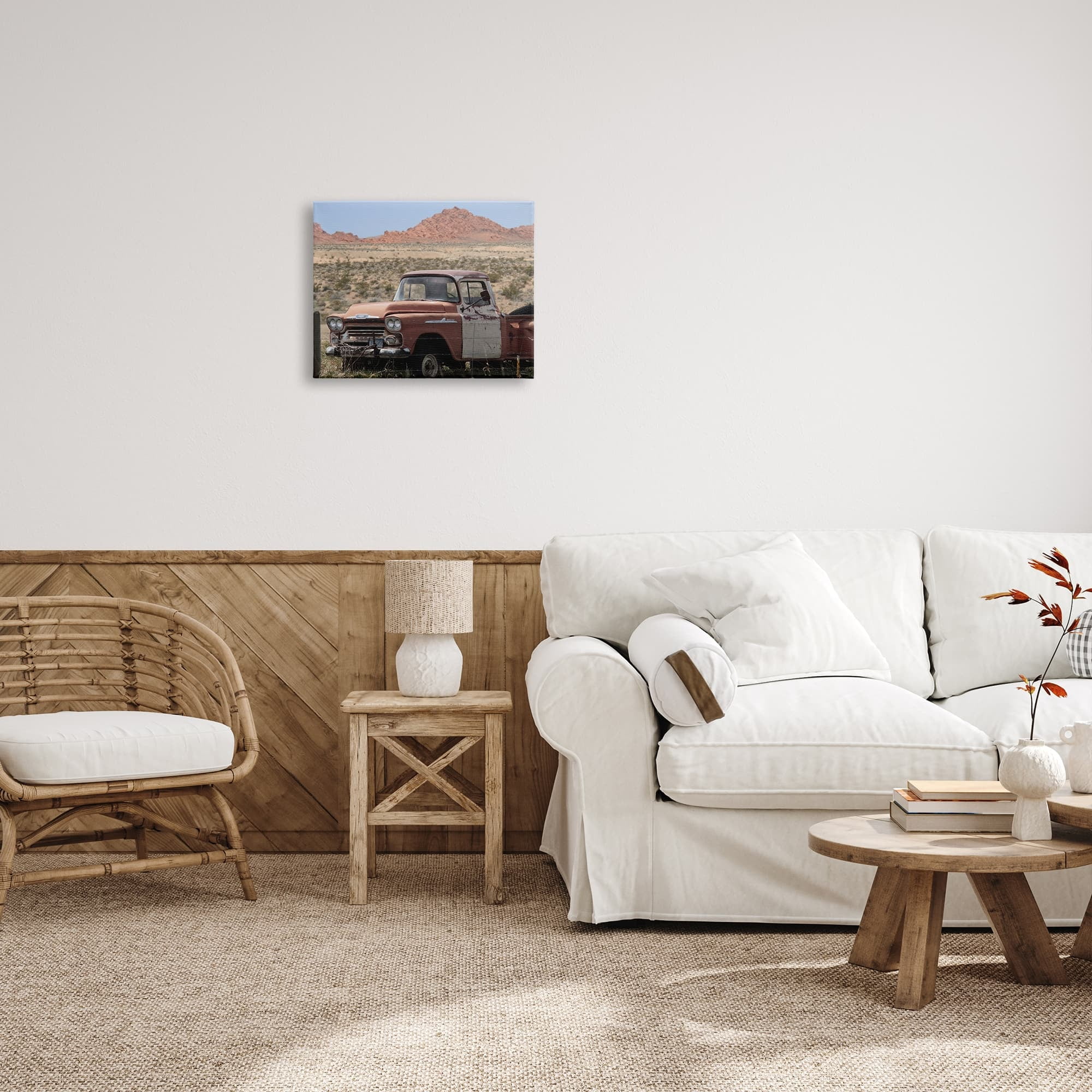 Stupell Vast Desert Mountains Vintage Truck Transportation Photography Gallery Wrapped Canvas Print Wall Art