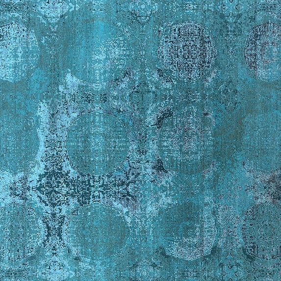 Ahgly Company Indoor Square Oriental Light Blue Industrial Area Rugs, 4' Square