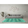 thumbnail image 3 of Ahgly Company Machine Washable Indoor Rectangle Abstract Turquoise Blue Modern Area Rugs, 3' x 5', 3 of 4