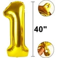 thumbnail image 2 of 40 Inch Gold Balloon Number 1 First Birthday Jumbo Mylar Foil Helium Balloon for 10 21 31 Birthday Digital for Birthday Party Wedding Anniversary Party Decorations, 2 of 15