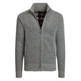 thumbnail image 5 of Alta Men's Fleece Lined Casual Full-Zip Mock Neck Sweater - Light Gray Jacket -S, 5 of 5