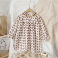 thumbnail image 1 of 8486 Filles Vêtements Robe Décontractée Automne 2021 Nouveau Coréen Coton Lin Filles Princesse Robe Grand Tour vers le Bas Col Robe à Carreaux, 1 of 7