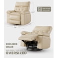 thumbnail image 2 of Oversized Swivel Recliner Chair with 360° Rotation & Rocking Function, Manual Reclining Lounge Chair with Heat and Massage, PU Leather Seat for Living Room, Bedroom & Nursery, Retro Brown, Khaki, Grey, 2 of 8