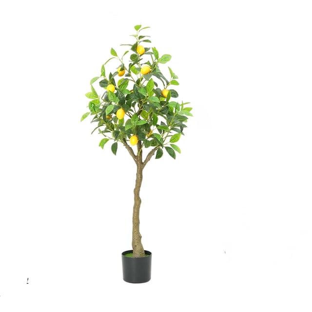 Artificial Lemon Tree, 3.9ft/4.9ft Tall Lemon Plant In Pot, Lemon Fruit Tree, Pre Potted Faux Lemon Tree Artificial Potted Plants For Indoor Decor