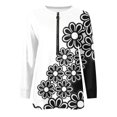 thumbnail image 5 of QUYUON Women Long Sleeve Sweatshirts Deals Half Zip Sweatshirts Women Floral Printed Casual Crew Neck Long Sleeve Shirts Quarter Zip Pullover Tops Soft Lightweight Sweatshirts White-V S, 5 of 5