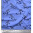 thumbnail image 1 of Soimoi Blue polyester Crepe Fabric Branch & Bird Text Print Sewing Fabric Yard 52 Inch Wide, 1 of 5