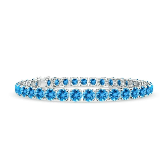 ANGARA Natural 21 ct Swiss Blue Topaz Linear Tennis Bracelet in 925 Sterling Silver for Women (Size-5mm) | November Birthstone, Anniversary, Jewelry Gift for Women | Natural Swiss Blue Topaz Bracelet