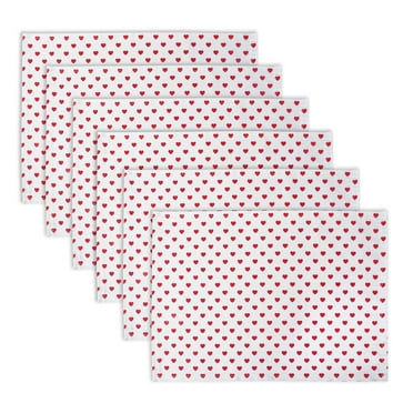 DII Modern Style Cotton Lil Hearts Ribbed Placemats in Red (Set of 6)