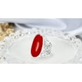 thumbnail image 6 of AeraVida Bold Lrg Oval Red Synthetic Coral .925 Silver Intricate Heart Filigree Ring-7, 6 of 6
