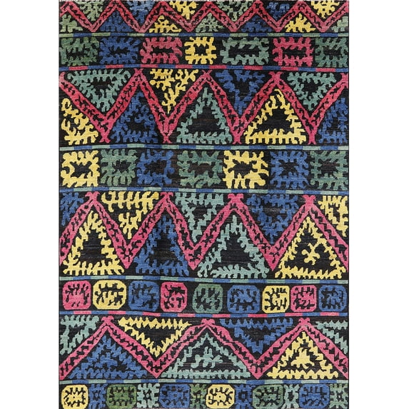 Ahgly Company Machine Washable Indoor Rectangle Industrial Modern Purple Lily Purple Area Rugs, 7' x 9'