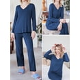 thumbnail image 4 of Avidlove Women's Pajama Set Two Piece Long Sleeve Sleepwear Soft V Neck Pj Top and Long Pants Loungwear, 4 of 9