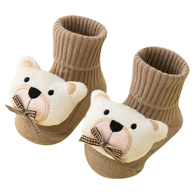 RXMEKW Non-Slip Mid-Crew Socks For Infants And Toddlers With Cute Decorations, Polyester, Multicolor