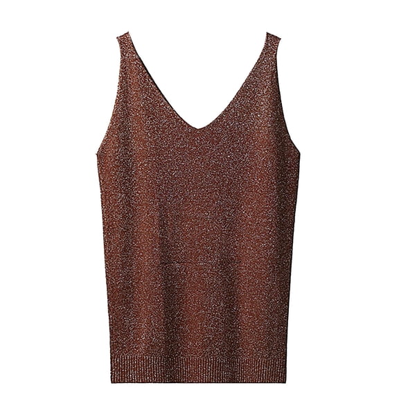 Womens Tops Solid Color V Neck Sequin Camisole Knit Sleeveless Sparkly Tank Top Versatile Blouse for Casual And Daily Wear A Size Tank Tops for Women