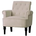 thumbnail image 2 of AUKFA Tufted Accent Chair - Living Room Accent Armchairs Cushion - Modern Roll Arm Club Chair with Wooden Legs -Off White, 2 of 10
