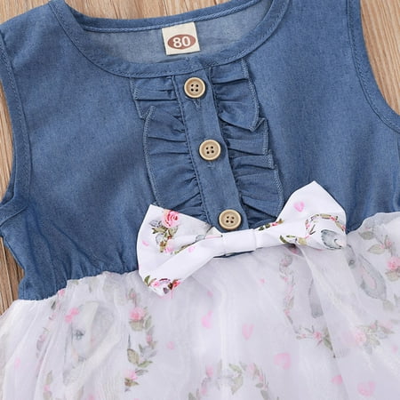 

Yyeselk Toddler Dress Baby Girls Sleeveless Easter Cartoon Rabbit Printed Princess Dress