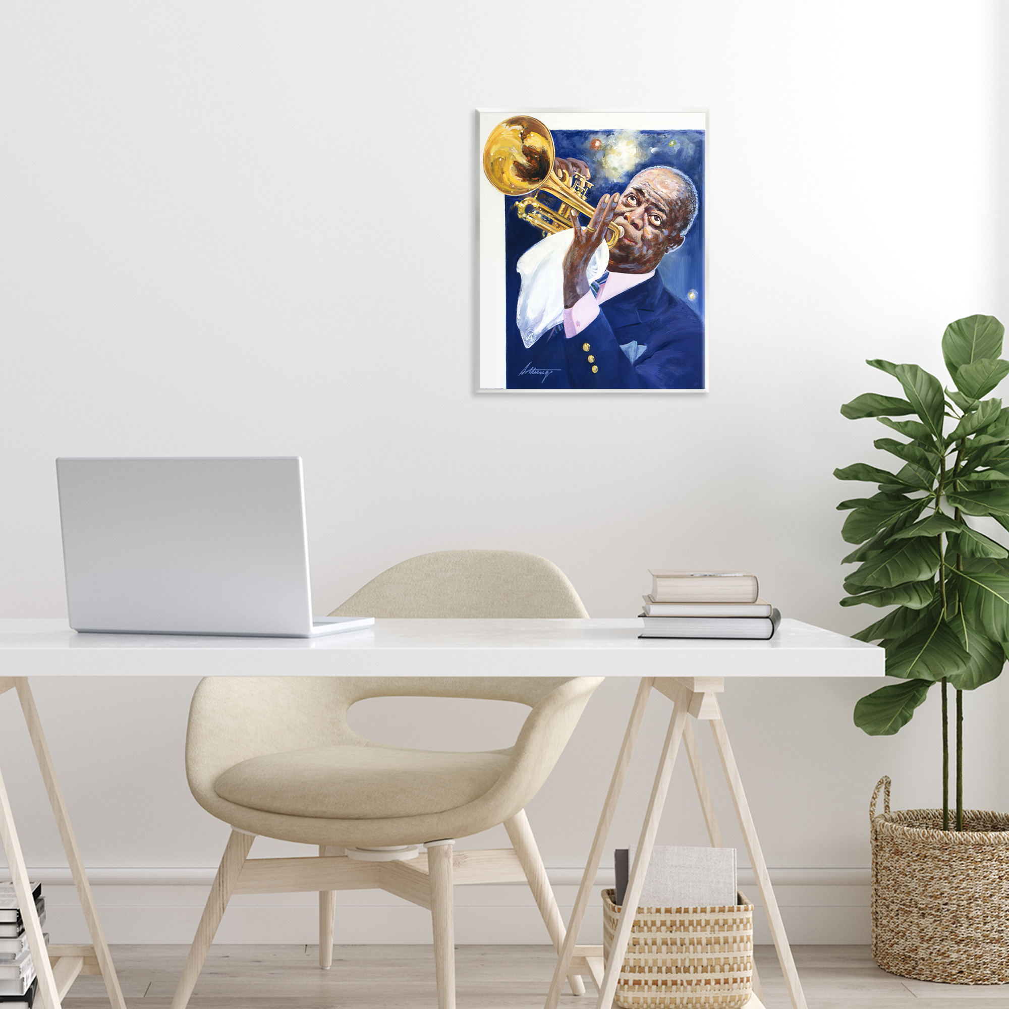 Louis Armstrong Portrait Wall Plaque Art, design by Wind River Studios