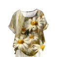 thumbnail image 4 of Weiqiqre Hauts pour Femmes Col Ras du Cou Manches Courtes Tunique à Boutons T-shirt Blouse, 4 of 4