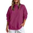 thumbnail image 3 of GZWYHT Mockneck Sweatshirt Pullover Sweaters for Women Fashion Clothing Plus Size Mock Neck Sweatshirt Cute Clothes Fall Clothes Plain Mock Neck Sweatshirt Cowl Neck Tops Red 2XL, 3 of 8