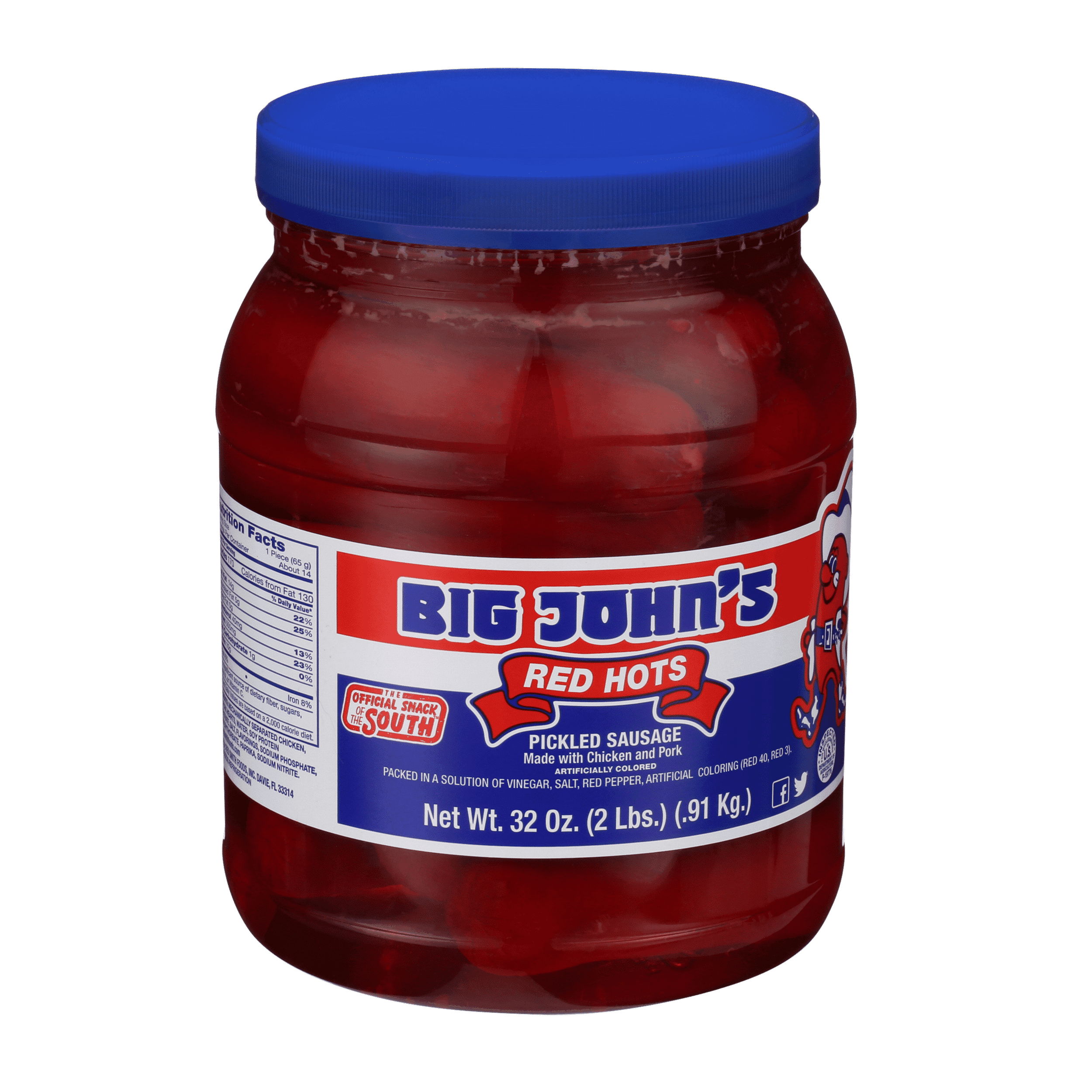 Big John's Ready to Eat Red Hots Pickled Sausage 32oz Jar