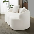 thumbnail image 6 of SOULART 66.93" Loveseat Sofa, White Curved Cream Couch with Round Armrest, Compression Design with 2 Pillows, No Assembly Required for Small Spaces, 6 of 12