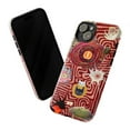 thumbnail image 3 of Bizarre Cats & Neuron Phone Case, Abstract Red Striped Background Art Collage, Protective Cover for iPhone 17 16 15 14 13 12 11 Pro Plus Mini, 3 of 6