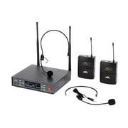 Monoprice 200-Channel UHF Dual Headset Wireless Microphones System, For Church Services, Business Meetings, or Karaoke Singing - Stage Right Series