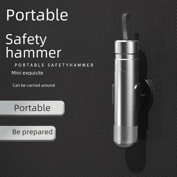 Martillo de seguridad de aleación de aluminio, martillo de seguridad portátil, tipo prensa, herrajes para romper ventanas, escape de automóviles, autorrescate, rompeventanas