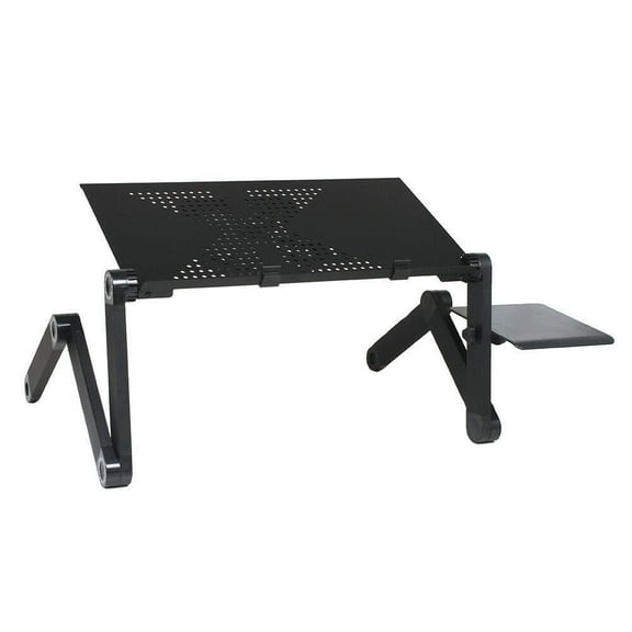 YUONAO Folding Laptop Desk with Cooling Fans – Adjustable Notebook Table Tray Stand for Sofa, Bed, Office, Black