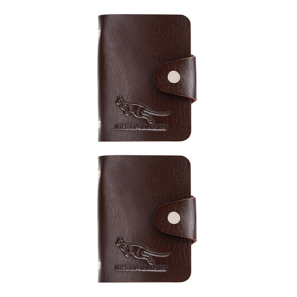 Qarigey Estuche para tarjetas de moda Cartera de bolsillo de cuero de imitación Bolso portatarjetas de crédito portátil Tarjetero marrón 2piezas Qarigey CBP056507
