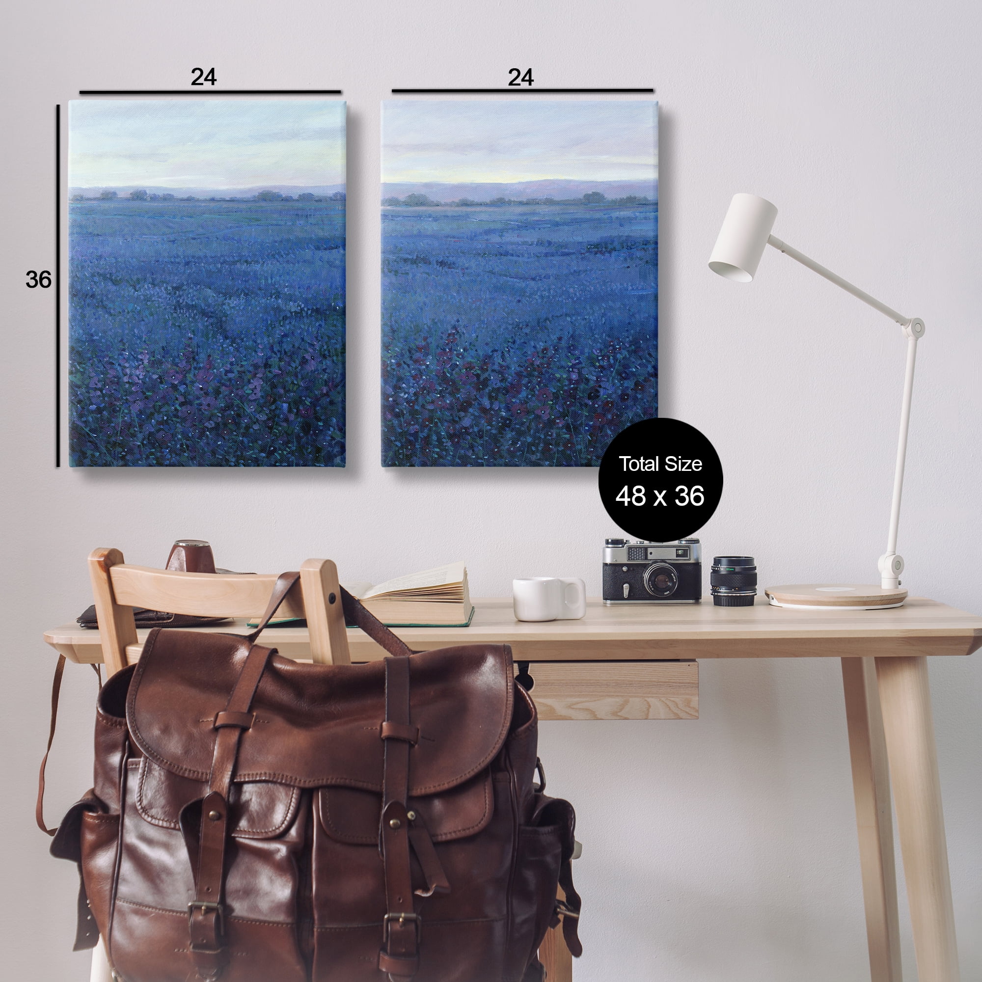 Stupell Industries Flowering Field Purple Haze Landscape & Nature Painting Wrapped Canvas Art Print Wall Art, 24 x 36, Set of 2