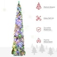 thumbnail image 3 of Christmas Tree HOMCOM 7ft Tall Prelit Pencil Artificial Christmas Tree Holiday Décor with 534 Snow Flocked Branches, 350 Warm White or Colorful LED Lights, Downswept Shape,Flocked Christmas Tree, 3 of 9