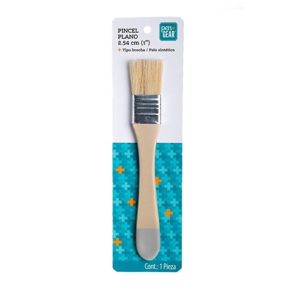 Pincel Pen+Gear Plano Mango de Madera 2.54 cm 1 Pulgada 1 Pieza