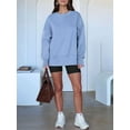thumbnail image 5 of Womens Oversized Sweatshirts Crew Neck Long Sleeve Shirts Casual Loose Slit Fall Outfits Blue L, 5 of 7