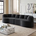 thumbnail image 6 of Kadyn 106.3" Compressed Convertible Sofa with 6 Pillows and Luxury Corduroy Four-Seater, Couch with Deep Seat Design for Living Room, Bedroom, Black, 6 of 7