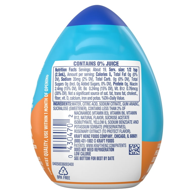 MiO Orange Tangerine Flavor Drops Drink Mix, Liquid Water Enhancer,  Caffeine Free, 1.62 fl oz Bottle, Pack-5 - Walmart.com