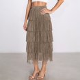 thumbnail image 6 of Ediodpoh Skirts for Women Fashion Flowy Fringe Skirt Comfortable Slim Fit Versatile Midi Skirt for Daily Wear Midi Skirts for Women Khaki One Size, 6 of 6