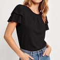 thumbnail image 4 of Favoffer Women's Round Neck Short Sleeve Solid Color Casual Top, 4 of 8