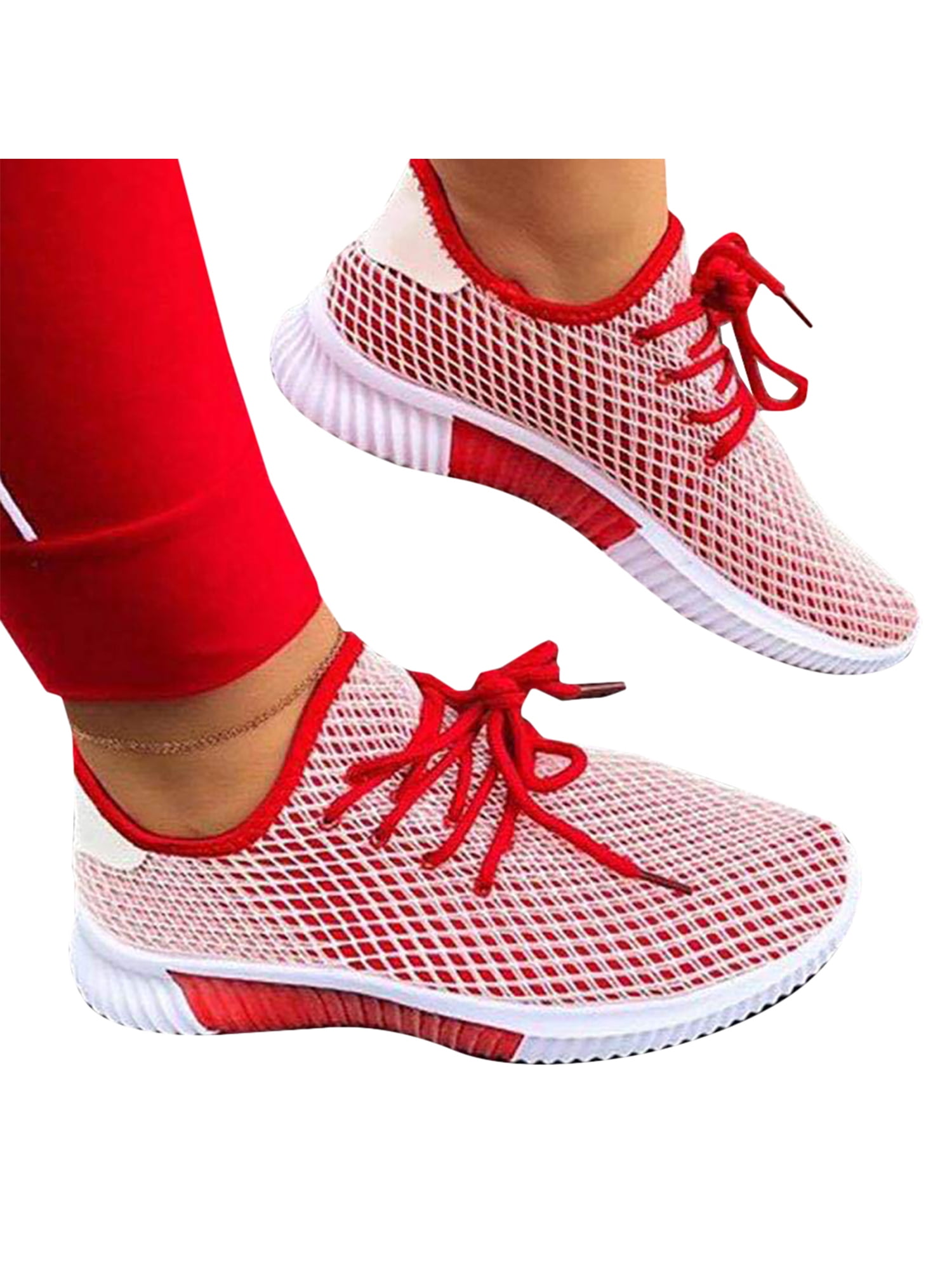 Sneaker Women Lace-up Casual Sport Fashion Walking Flats Mesh Running Shoes