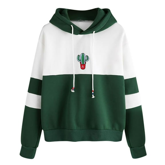 Odeerbi Sweaters For Women Trendy 2025 Casual Hooded Slim-fit Cactus Print Sweater Coat Green