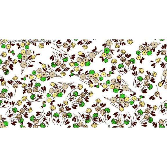 Chiffon Printed INA Floral Fabric Sheer Dressmaking Sewing Top Weight Chiffon (BROWN/GREEN/YELLOW, ByYard)