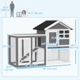 thumbnail image 2 of 49" Weatherproof Wooden Rabbit Hutch With Slant Roof And Screened Outdoor Run, Grey, 2 of 7