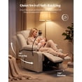thumbnail image 3 of LAZZO Nursery Recliner Chair, Power 320° Swivel Chair with Cup Holder, Adjustable Armrest, Footrest, Oyster‑White, 3 of 8