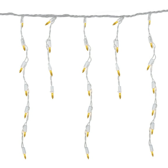 100 Count Opaque Gold Mini Icicle Christmas Lights - 3.5 ft White Wire