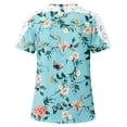 thumbnail image 4 of Mujeres Causal Mangas Cortas Cómodo Encaje Cuello Redondo Estampado Blusa Pullover Tops Camisa OAVQHLG3B Store lin121212, 4 of 5
