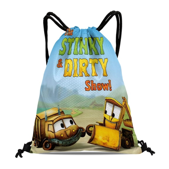 Stinky and Dirty-theme Drawstring Backpack Sports Gym Bag Water Resistant String Bag Cinch Bag,12"X16"(30X40cm)