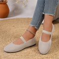 thumbnail image 6 of Domuza Women's Mary Jane Flat Shoes with Elastic Strap, Soft Faux Suede Slip On Casual Walking Flats, Comfortable Low Profile Everyday Footwear for Work Office Daily Wear White 7.5（EU-39）, 6 of 6