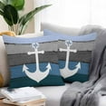 thumbnail image 2 of Outdoor Waterproof Throw Pillow Covers Set of 2 Nautical Anchor Decorative Pillowcases Square Outdoor Pillows Cushion Case 18x18 Inch Vintage Blue Wood Grain Patio Pillows for Couch Sofa Bed Garden, 2 of 9