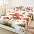 thumbnail image 3 of jejeloiu Cartoon Mushroom Twin Sheet Sets,Tropical Botanical Plant Twin Fitted Sheet,Red White Flat Sheet For Girls Teens,Ultra Soft Home Decor,3-Piece, 3 of 7
