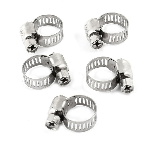 Unique Bargains 5 Pcs 6mm12mm Adjustable Worm Drive Pipe Tube Hose Clamps Band