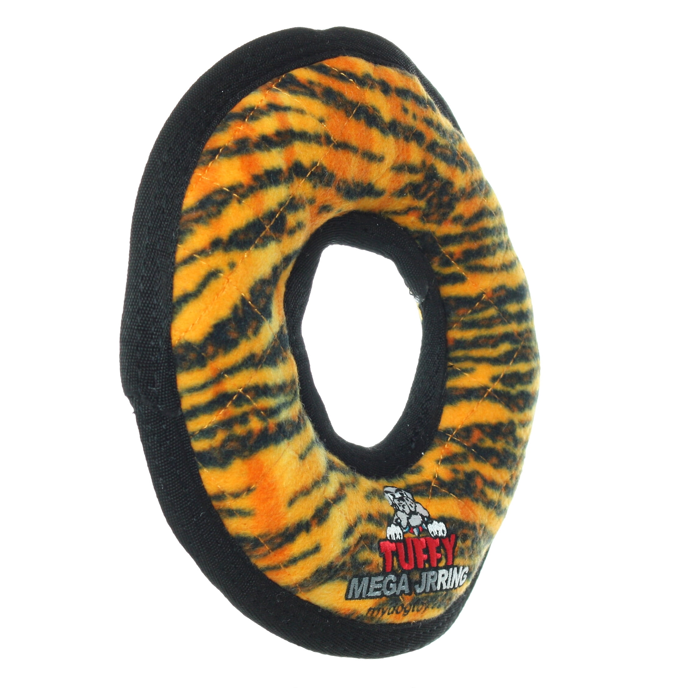 Tuffy Mega Jr Ring Tiger Durable Plush Squeaky Dog Toy
